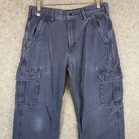 Carhartt FR Cargo Pants Mens 33x30 Blue Flame Resistant Canvas CAT 2 Workwear - Picture 3 of 9